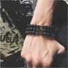 Zhou Lianfa Accesorios Transfronterizos Pulsera de Piedra Volcánica Aleación Negra Mate Mancuerna Pulsera de Energía Pulsera de Cuentas para Yoga