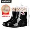 Botas de Lluvia para Mujer de Tubo Corto para Primavera y Otoño Día Lluvioso Resistentes a Manchas Antideslizantes Botas de Lluvia Zapatos de Goma de Protección Laboral Botas de Agua Moradas para Mamá de Cocina para Mujer