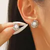 Conjunto de Brincos e Anel com Flor de Pérola Plissada Irregular Design de Nicho Transfronteiriço Estilo Cool da Moda Joias