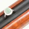 Anillo de Hoja de Jade Natural Incrustado con Nuevo Estilo Étnico Chino, Noble y Elegante Elegante, Cabello Diverso 9335