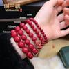 Pulseiras de Cinábrio Natural de Baixo Conteúdo Círculo Único Masculinas e Femininas Mineral Cru Areia Dourada Roxa Ano do Zodíaco Genuíno Fornecimento Vivo Atacado