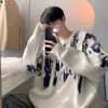 Estilo Coreano Estilo Preguiçoso Malha Masculina Outono e Inverno Novo Casual Versátil Malha Tendência Retrô Casual Top de Lã