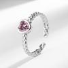 Rainha de drenagem de transmissão ao vivo transfronteiriça anel de amor de luxo leve da moda diamante rosa anel super flash requintado para mulheres joias de mão