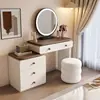 Penteadeira Estilo Cream Medieval Quarto Moderno Simples 2025 Novo Armário de Madeira Maciça Armário de Armazenamento Penteadeira Integrada