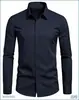 Camisa de vestir para hombre de corte cruzado muscular, ropa de trabajo profesional sin arrugas, camisa transpirable de manga larga antiarrugas