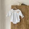 Liquidação de Tamanhos Descontinuados 3: Roupa de Outono para Bebê Macacão com Aplique de Ursinho Fofo, Gola Reversível, Macacão Infantil Estilo Academia