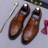 Fábrica Sapatos Monk Masculinos Novos com Fivela Couro de Vaca de Primeira Camada Sapatos Casuais Masculinos Versáteis da Moda Esculpidos em Três Juntas para Homens