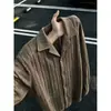 Camisa de manga larga con cuello cubano calado, textura transfronteriza, estilo old money, nueva tendencia unisex primavera/otoño, corte holgado retro