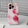 Capa para Celular Rosa Borboleta Cereja Maçã 17 Ultra Fina Furo Fino Cobertura Total Iphone18Pro Capa com Película de Transferência Térmica