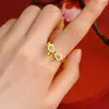 Anillo de Dedo Índice Elegante y Exquisito con Lazo, Diamantes Microincrustados y Diseño de Hoja de Ginkgo, Anillo Ajustable para Mujer, Suministro al por Mayor
