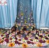 Material para vestido de noche bordado fondo grueso flor grande 3D malla transparente vestido aplique tela de encaje bordado