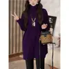 Camiseta Térmica de Manga Longa com Gola Alta para Mulheres, Outono e Inverno, Tamanho Plus Size, Comprimento Médio, com Gola Sobreposta