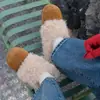 Zapatos peludos estilo retro para mujer, zapatos estilo Birkenstock para mujer, slip-on para exteriores de invierno 2026, forro polar, cálidos y cómodos, zapatillas de algodón de punta cerrada
