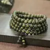 Pulsera Natural de Sándalo Verde Argentino 108 Cuentas de Círculo Único Cuentas Cuadradas Cuentas de Bambú Agujeros Pequeños de Precisión para Hombres y Mujeres