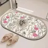 Tapete de Chão de Terra de Diatomáceas Estilo Americano Floral para Banheiro, Entrada de Vaso Sanitário, Tapete Antiderrapante, Tapete Absorvente de Secagem Rápida para Banheiro