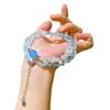 Colar Corrente de Clavícula Cristal Branco Natural Cor Aquamarina Contraste