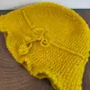 Chapéu de Crochê com Babados e Aba Larga para Cobrir o Rosto, Faz o Rosto Parecer Menor, Versátil para Outono e Inverno, Chapéu de Lã Vintage para Mulheres