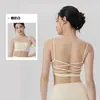 Sujetador deportivo de espalda cruzada para mujer con copas fijas, sujetador de yoga transpirable de una sola pieza, top de entrenamiento fitness para Pilates