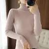 Nuevo Suéter de Cachemira Otoño Suéter de Cuello Alto para Mujer Suéter Base de Punto Delgado Acanalado Grueso para Mujer