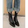 Primer Encuentro Ji Botines Mujer 2026 Otoño/Invierno Nuevos Tacón Medio Versátiles Botines Chelsea Tacón Grueso Botas de Moda Botas Retro Martin