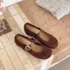 Nuevos zapatos Mary Jane de gamuza con puntera dividida y correa baja de corte bajo 2026 para mujer, estilo otoño