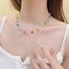Cadena para clavícula de color dopamina de verano atmósfera dulce sensación collar blanco destellante cadena de hilo de pescar para el cuello cadena para clavícula de nicho