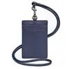 Porta Credencial de Trabajo Cuero Genuino con Cordón, Porta Insignia de Empleado de Alta Gama, Porta Tarjetas con Ranuras Múltiples para Colgar del Cuello