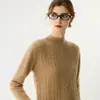 Suéter Feminino de Caxemira Outono/Inverno 2026, Engrossado com Trança na Frente, Design Versátil, Malha de Lã