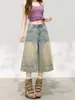 Calça jeans feminina cropped estilo retrô americano, nova tendência verão 2026, versátil, plus size, solta, cintura alta, perna larga, comprimento médio