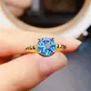 Anillo Popular de Topacio Natural al por Mayor de Fábrica Plata S925 Incrustado con Piedra Principal 8*8 Joyería de Lujo Venta Directa de Fábrica