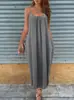 Vestidos de Amazon Europeos y Americanos Comercio Exterior Transfronterizo Ropa para Mujer Cuello en V Casual Holgado Estilo Perezoso Verano Adelgazante Vestido de Tirantes