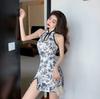 Ropa en Vivo Anfitriona Femenina 2025 Verano Nuevo Retro Halter Sin Mangas Slim Versión Mejorada Vestido Cheongsam