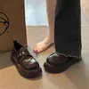 Zapatos Pequeños de Cuero Negros Estilo Británico Otoño, Planos Femeninos, Nuevos Mocasines Mary Jane de Suela Gruesa para Aumentar la Altura 2025