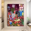 Pintura Decorativa Abstracta de Matisse para Sala de Estar y Pasillo Estilo Americano Retro Floral Pared Dormitorio Mural Moderno Tendencia Simple