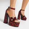 Zapatos europeos y americanos 40 sandalias de tacón alto sandalias de boca de pez 43 zapatos boca de pez verano 2023 comercio exterior hebilla de mesa de agua de fibra ultra gruesa