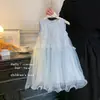 Vestido de Verano 2026 para Niñas, sin Mangas, con Dobladillo de Encaje, Lentejuelas y Gasa, Vestido Dulce para Fiesta de Cumpleaños Infantil