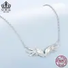 Collar Original Guardian Wings S925 Plata de Ley Versátil Alas Pluma Cadena Clavícula Joyería Joyería para Mujer
