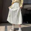 Falda con Borlas para Mujer en Otoño e Invierno, Estilo Suave Falda de Lana Tejida Blanca, Falda de Línea A con Drapeado de Cintura Alta