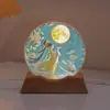 Luz de Noche de Cristal de Luna Adorno Luminoso Lámpara Creativa de Conejo Decoración de Escritorio de Dormitorio Luz Ambiental Regalo de Vacaciones