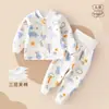 Conjunto Quente de Algodão para Bebê de Inverno Masculino e Feminino Roupas Divididas Engrossadas para Bebê Roupas Quentes de Três Camadas para Recém-Nascidos Roupas Infantis