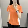 Camiseta de Manga Corta Transpirable de Secado Rápido, Ajuste Delgado, Cuello Redondo, Elástica, para Deportes al Aire Libre en Mujeres, Bloqueo de Color y Ropa de Secado Rápido que Absorbe la Humedad
