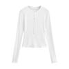 Camiseta de Manga Larga con Botones Estilo Americano Spicy Girl para Mujer, Otoño 2024 Nuevo Cuello Henley Ajustada Manga Larga Camiseta Base