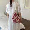 Bolsa de Palha Casual Fashion Vazada, Bolsa de Ombro de Grande Capacidade, Estilo Preguiçoso Versátil Estilo Girassol para Férias, Bolsa Tendência de Axila