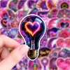 Nuevo juego transfronterizo de 50 piezas de pegatinas de texto coloridas color rosa que te aceleran el corazón para decorar cuadernos y maletas, pegatinas impermeables