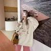 Moletom com Capuz Estampa de Desenho Animado Retro Americano para Mulheres Primavera e Outono Novo Estilo Coreano Solto Preguiçoso Fino Casual Top