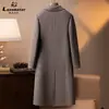 Ropa de Abrigo de Lana de Doble Cara con Tres Botones para Hombre Nueva Chaqueta Cortavientos Larga Casual de Lana con Cuello de Traje de Invierno