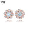 Pendientes pequeños de circón AAA simples Jinse flor para mujer estilo japonés y coreano Micro pendientes pendientes para mujer de oficina al por mayor