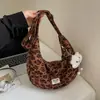 Bolso de Hombro Informal Nuevo Coreano con Estampado de Leopardo, Bolso de Tela Retro de Aspecto Elegante de Gran Capacidad, Bolso Cruzado de Moda para Estudiante