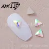 Pedras de strass AB iridescentes de formato completo com base plana para nail art, pedras de strass para unhas brancas translúcidas, acessórios decorativos para unhas postiças, atacado