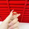 Transmissão ao Vivo de Anéis de Flor Rosa Banhados a Ouro de Alta Qualidade, Mesmo Estilo das Lojas de Ouro, Anéis Ajustáveis Pixiu Banhados a Ouro da Moda, Atacado em Estoque